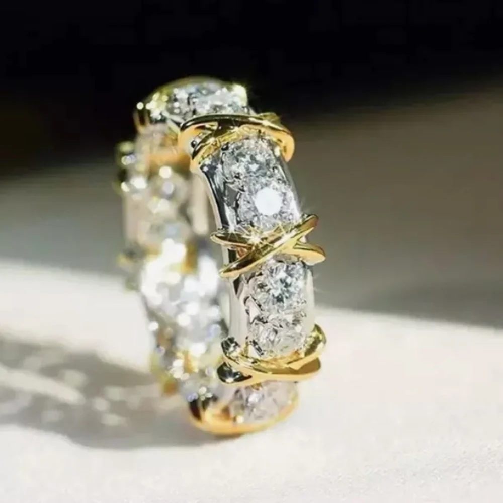 Sterling Silver - Tiffany Style-14k White Gold Finish & White Topaz Ring 9 1/2